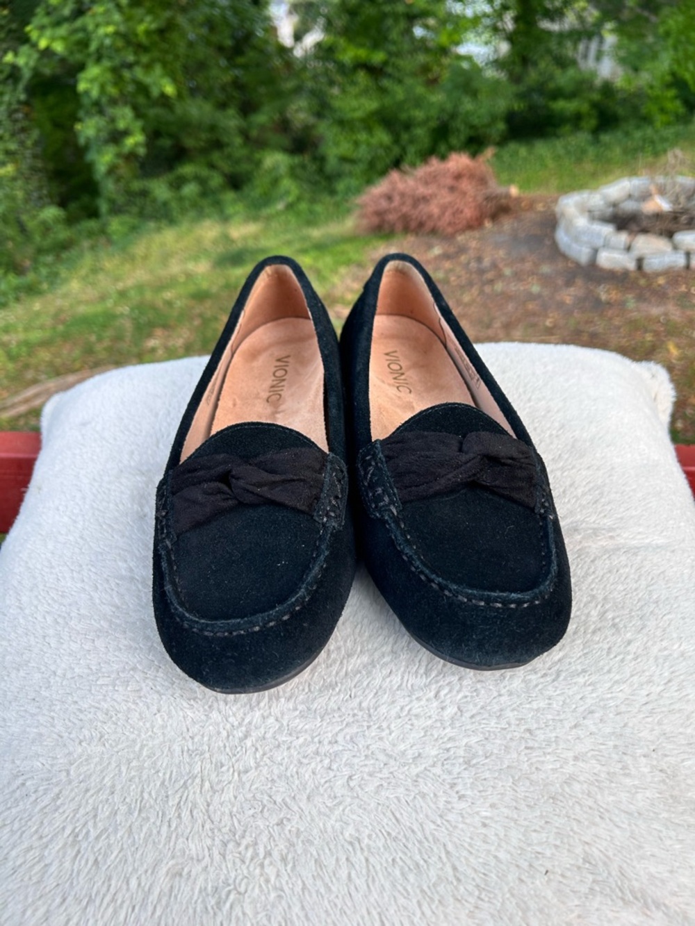 Vionic Black Suede Slip-On Loafers